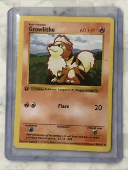 Growlithe 028/102 Base Set Shadowless 1st Edition Uncommon - Vintage Pokemon - Image 3