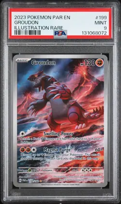 2023 POKEMON PAR EN-PARADOX RIFT ILLUSTRATION RARE #199 GROUDON PSA 9 - Image 1