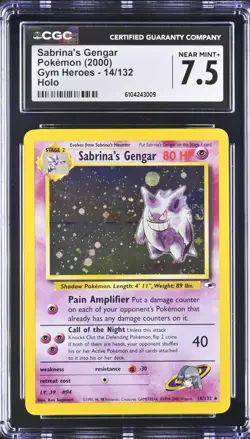 Pokemon 2000 Sabrina's Gengar Gym Heroes 14/132 Holo CGC 7.5 SWIRL (Regrade)U - Image 3