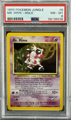 MR. MIME 1999 POKEMON JUNGLE HOLO RARE #6/64 PSA 8 NM-MT WOTC POKEMON - Image 3