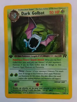 💎1st Edition Dark Golbat 7/82 Holo✨ Rare Team Rocket Vintage Pokemon WOTC💥 - Image 1
