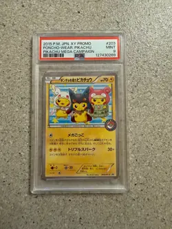 PSA 9 Poncho Wearing Pikachu 203/XY-P Promo Mega Campaign Pokemon Card Japanese - Image 1