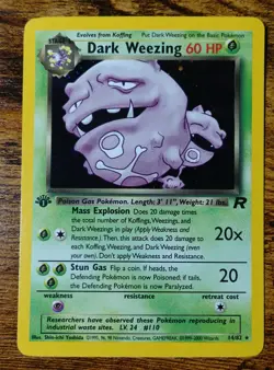 Dark Weezing 14/82 1st Edition Team Rocket Holo Rare Pokemon Card VLP-NM - Image 1
