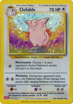 Clefable Trading Card Game Classic Collection 014/034 Pokemon TCG Card NM - Image 1