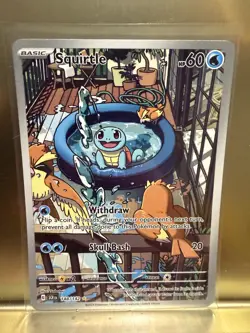 Pokemon Squirtle TCG Stellar Crown Illustration Rare Holo Card 148/142 Sv07 NM - Image 2