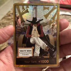Dracule Mihawk OP14 Gold Don!! Azure Sea's Seven One Piece Card English NM - Image 1