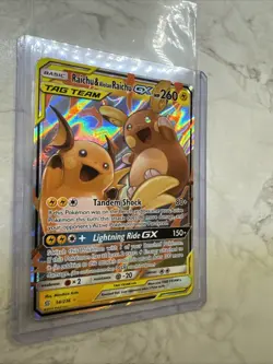 Pokemon TCG Holo Ultra Rare Raichu and Alolan Raichu GX Tag Team - Image 2