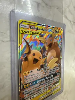 Pokemon TCG Holo Ultra Rare Raichu and Alolan Raichu GX Tag Team - Image 3