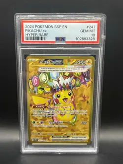 Pokemon TCG Pikachu EX Surging Sparks Hyper Rare Gold 247/191 PSA 10 - Image 1