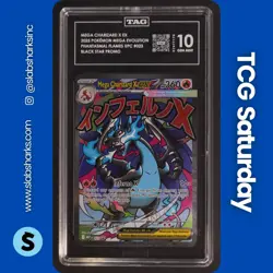 2025 POKEMON MEP BLACK STAR PROMOS #023 MEGA CHARIZARD X EX TAG 10 - Image 1