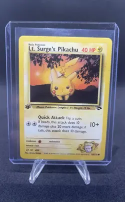 Pokemon TCG Lt. Surge's Pikachu 84/132 Gym Challenge 1st Edition - Image 1