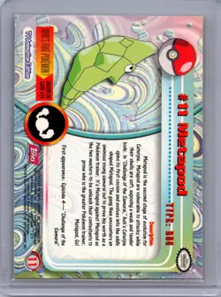 Pokemon TOPPS SERIES 1 #11 METAPOD RED LOGO Near Mint or Better - Image 2