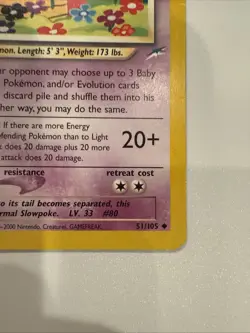 Pokemon Light Slowbro Neo Destiny Uncommon Card 51/105 - Image 4