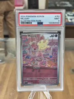 PSA 9 MINT Milcery Stellar Crown Illustration Rare 2024 Holo Pokemon 152/142 - Image 1