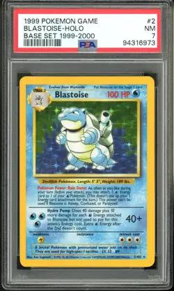 1999 Pokemon Base Set 2/102 Blastoise Holo PSA 7 Near Mint 1999-2000 4th Print - Image 1
