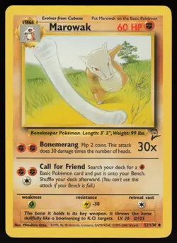 Pokemon Base Set 2 #052/130 Marowak Near Mint or Better - Image 1