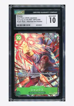 One Piece CGC 10 GEM MINT Shanks SR Alternate Art 2025 OP13-028 OP13 Japanese - Image 1