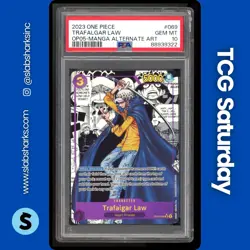 2023 ONE PIECE AWAKENING NEW ERA #OP05-069 TRAFALGAR LAW MANGA ALT ART PSA 10 - Image 1
