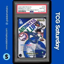 2025 ONE PIECE DODGERS X ONE PIECE NIGHT PROMO #010 MONKEY. D. LUFFY PSA 10 - Image 1