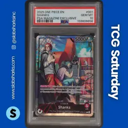 2025 ONE PIECE EN PSA MAGAZINE EXCLUSIVE PROMO #OP09-001 SHANKS PSA 10 - Image 1