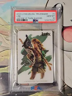 Zelda 2024 Link #1 PSA 10 Gem Mint Twin Wafers Tears of Kingdom Japanese Card - Image 1
