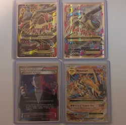 Pokemon 4 Card Lot Mega Charizard EX, Mega Blastoise EX, Giovanni's Scheme Holo - Image 1