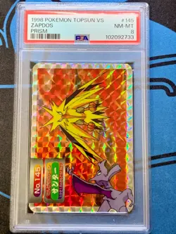 PSA 8 NM-MT Pokemon Card Zapdos VS Aerodactyl No. 145 Holo Prism Topsun VS 1998 - Image 1