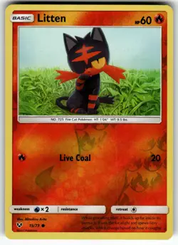 Litten 15/73 Shining Legends LP Pokemon Card TCG - Image 1