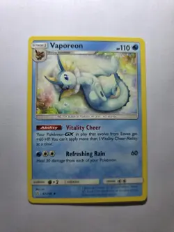 Pokemon Vaporeon 42/236 Sm-Cosmic Eclipse Stage 1 Vital Cheer Refreshing Rain 60 - Image 1