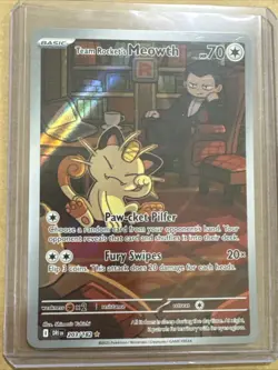 Pokemon TCG Team Rocket's Meowth 203/182 Destined Rivals Illustration Rare - M - Image 1