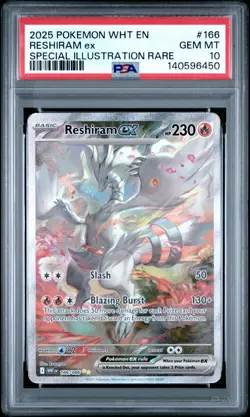 2025 POKEMON WHT EN-WHITE FLARE SPECIAL ILLUSTRATION RARE RESHIRAM EX PSA 10 - Image 1