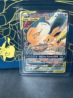 Pokemon TCG Eevee & Snorlax GX SM169 Tag Team Holo Black Star Promo NM - Image 1