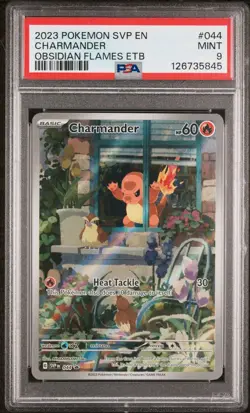 2023 POKEMON SVP EN-SV BLACK STAR PROMO 044 CHARMANDER OBSIDIAN FLAMES ETB PSA 9 - Image 1