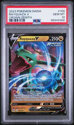 2023 Pokemon SWSH CROWN ZENITH RAYQUAZA V ULTRA RARE #100 PSA 10 GEM MINT - Image 1