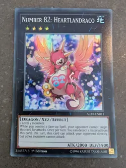 YuGiOh! Number 82: Heartlandraco AC18-EN011 Super Rare 1st Ed - Image 1