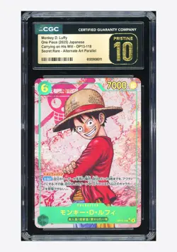 One Piece CGC 10 PRISTINE Monkey D Luffy SEC Alt Art 2025 OP13-118 OP13 Japanese - Image 1