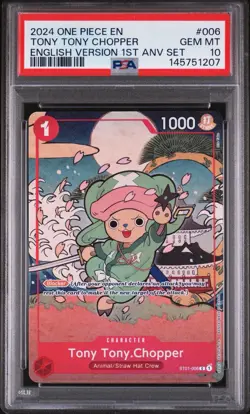 2024 TONY TONY CHOPPER PSA 10 ONE PIECE ENGLISH VERSION 1ST ANNIVERSARY SET #006 - Image 1