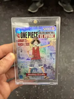 NCAA Bandai Namco One Piece CCG Monkey D. Luffy US Voyage Promo Full Art Holo - Image 1