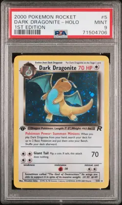 PSA 9 MINT Dark Dragonite 5/82 1st Edition Team Rocket Holo Rare Pokemon Card - Image 1