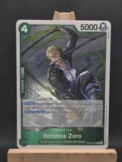 Roronoa Zoro OP13-037 Carrying On His Will Foil ONE PIECE TCG rare Card - Image 1