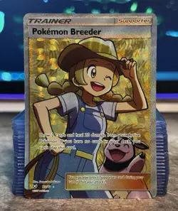 Pokemon Breeder 73/73 Shining Legends Holo Full Art Trainer Pokemon TCG Card - Image 1