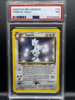 (swirl) Pokemon TCG Togetic Holo Rare Card Neo Genesis 16/111 Psa 7 - Image 1