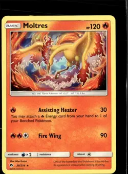 Pokemon Moltres 38/214 Lost Thunder Non Holo Rare 2 Card Lot - Image 1
