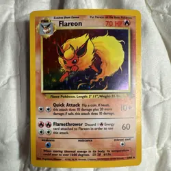 Pokemon Flareon Jungle 3/64 Holo Unlimited Holo Rare MP Vintage Card WOTC 1999 - Image 1