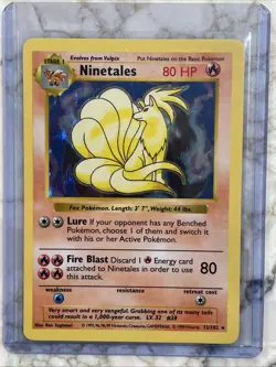 Ninetales - 12/102 - Pokemon Base Set Shadowless Holo Rare Card WOTC LP - Image 1