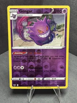 Pokemon TCG Gengar 085/202 Reverse Holo Rare Card SWSH Base Set 2020 - Image 1