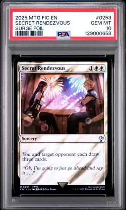 2025 MTG FINAL FANTASY COMMANDER SURGE FOIL #0253 SECRET RENDEZVOUS PSA 10 - Image 1