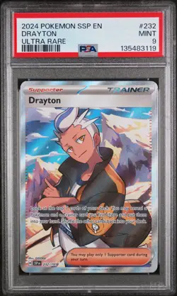2024 POKEMON SSP EN-SURGING SPARKS ULTRA RARE #232 DRAYTON PSA 9 - Image 1