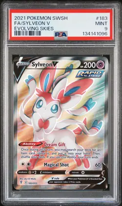 2021 POKEMON SWORD & SHIELD EVOLVING SKIES #183 FULL ART/SYLVEON V PSA 9 - Image 1