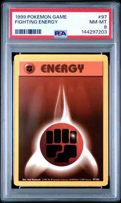 1999 POKEMON BASE SET UNLIMITED #97 FIGHTING ENERGY PSA 8 - Image 1